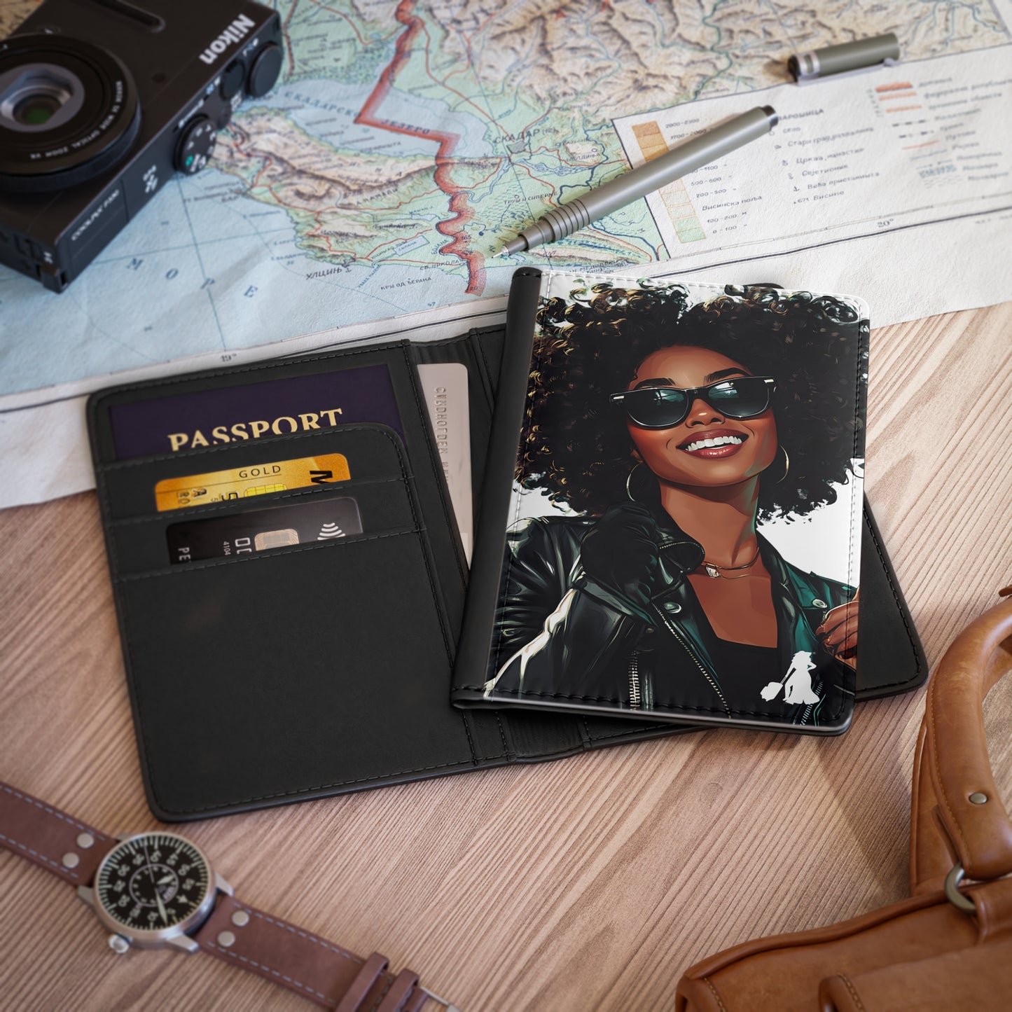 Stylish Afro Queen Passport Cover