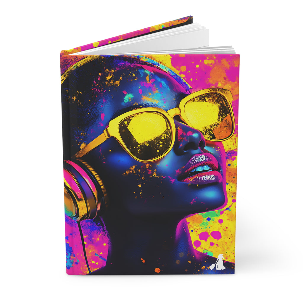 Vibrant Pop Art Hardcover Journal Matte - Colorful Music Vibes